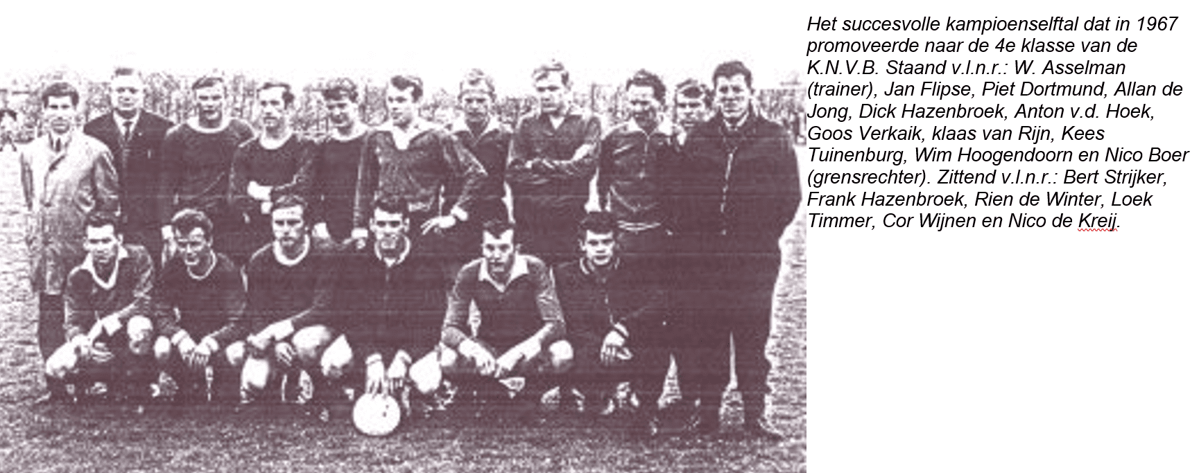 Elftal vv Nieuwerkerk 1967