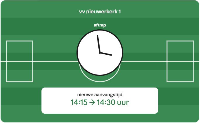 Nieuwe aanvangstijd thuiswedstrijden Vv Nieuwerkerk 1